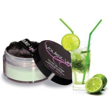 Poudre corporelle comestible mojito avec houpette, parfum menthe-citron à lécher sur la peau