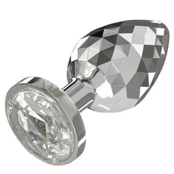 Plug anal aluminium facetté taille L, bijou cristal scintillant et relief stimulant