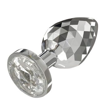 Plug anal aluminium facetté taille M avec bijou cristal scintillant, stimulation et design élégant