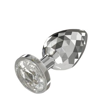 Plug anal en aluminium poli avec bijou cristal facetté scintillant, forme ogive douce