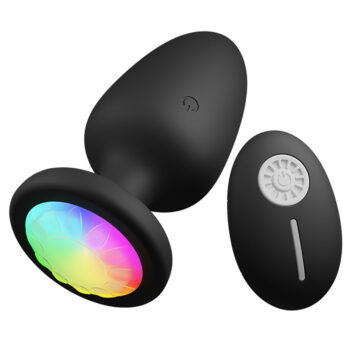 Plug anal vibrant lumineux multicolore télécommande silicone