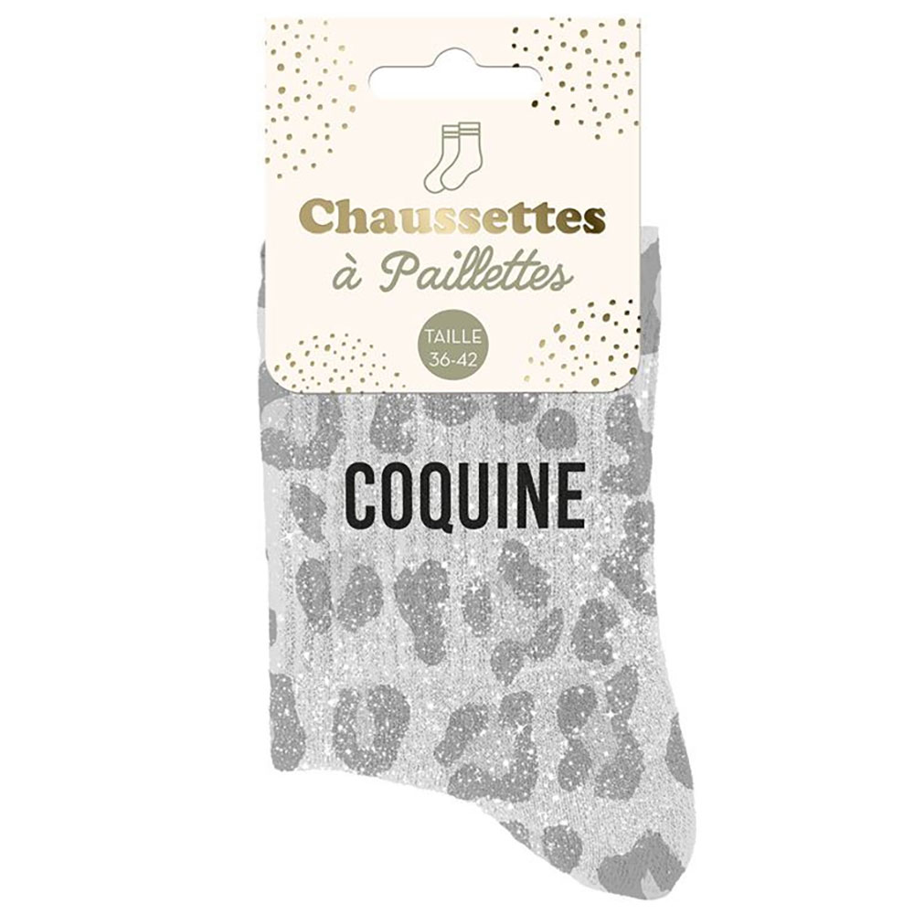 chaussettes grises léopard coquine texture maille