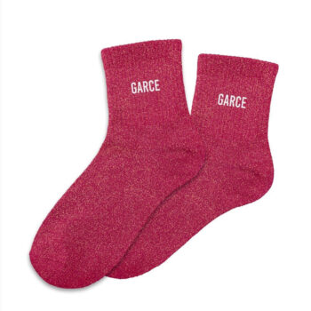 chaussettes pailletées roses inscription GARCE