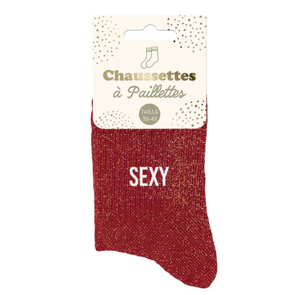 chaussettes rouges inscription sexy détail