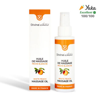 huile pêche blanche bio texture soyeuse massage