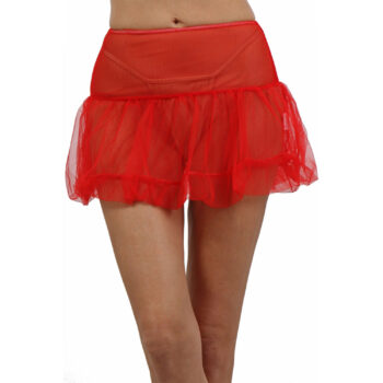 mini-jupe rouge tulle – vue de face – double épaisseur
