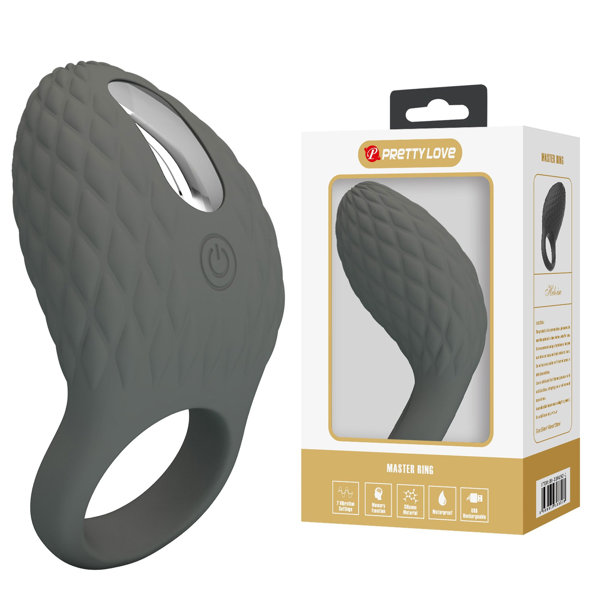 Cockring silicone noir rechargeable USB fond neutre