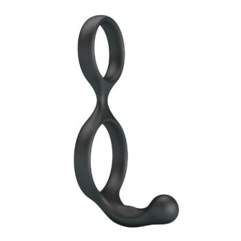 Cockring double silicone stimulateur périnée anneaux 4 et 5 cm vue de face fond blanc