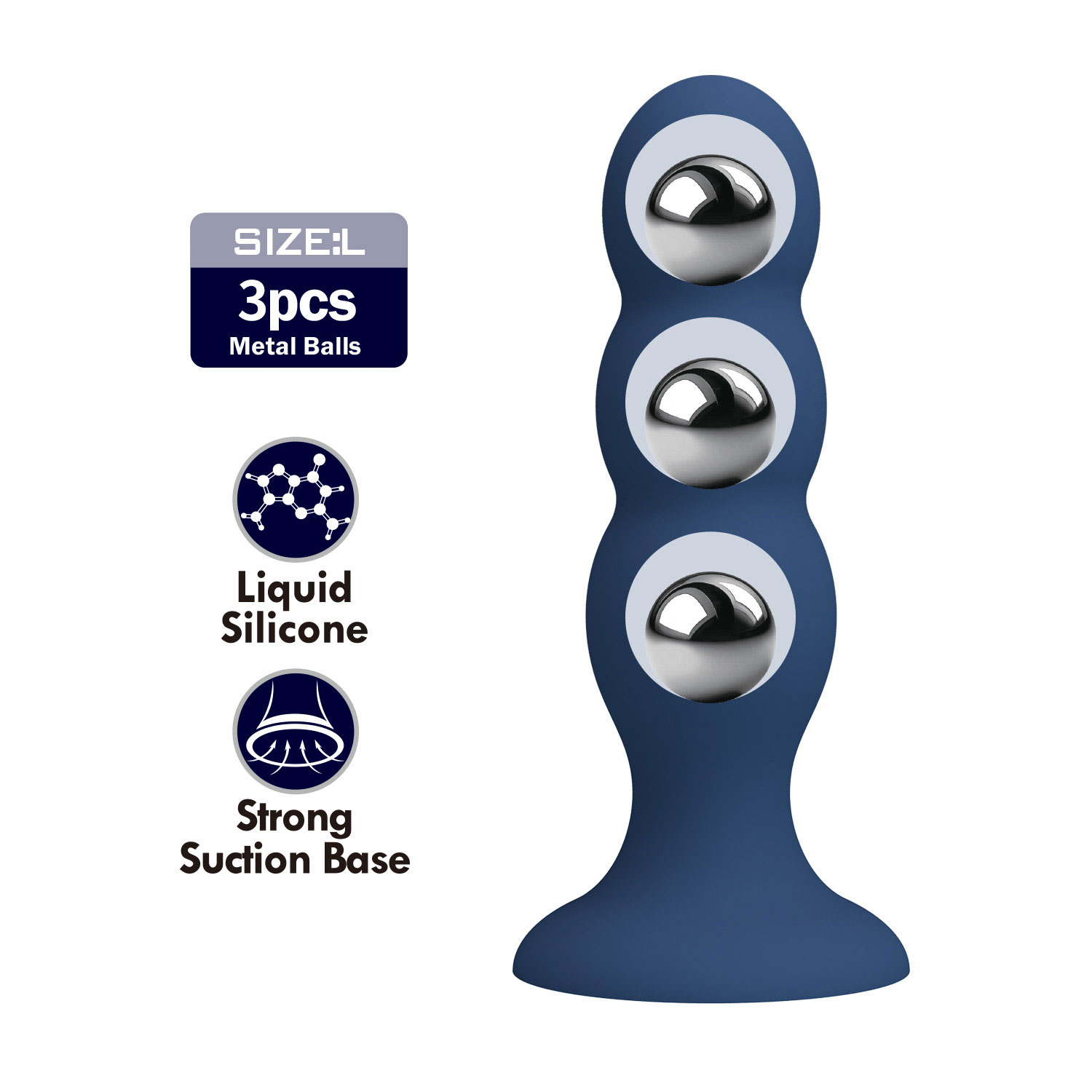 plug anal silicone boules billes acier vue complete