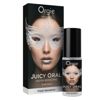 Spray activateur salive Orgie Juicy Oral menthe 15ml vue de face fond blanc