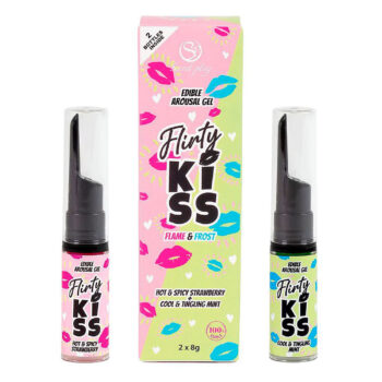 Duo gels comestibles Flirty Kiss fraise menthe vue de face fond blanc