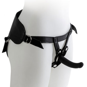 Gode ceinture harnais noir vue de profil fond blanc