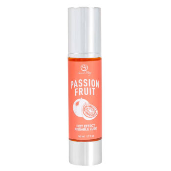 Lubrifiant chauffant fruit passion Secret Play flacon 50ml vue de face fond blanc