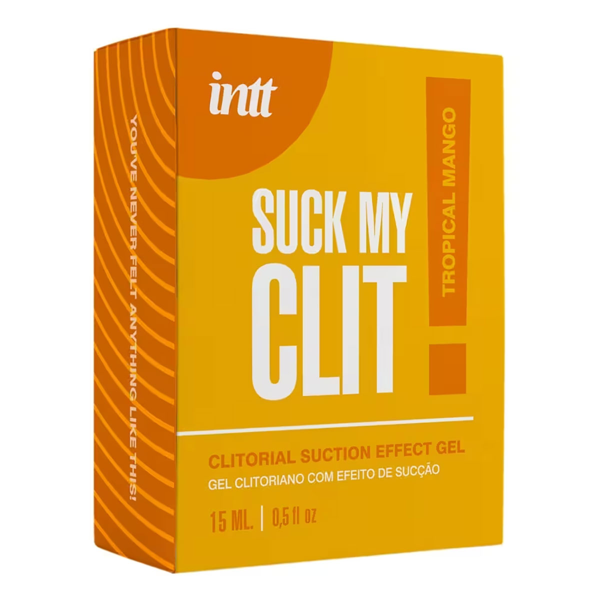 Gel stimulant clitoridien Intt mangue détail couleur texture fond blanc