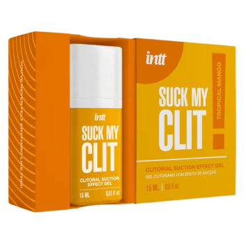 Gel clitoridien Intt Suck My Clit mangue 15ml vue de face fond blanc