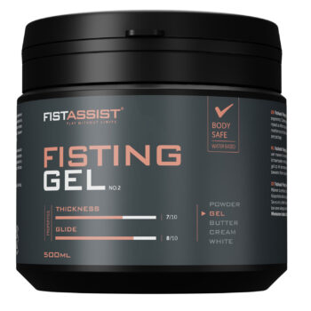 Gel lubrifiant fisting Fist Assist pot 500 ml vue de face fond blanc