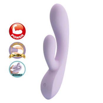 Vibromasseur rabbit courbé, vue de profil fond blanc